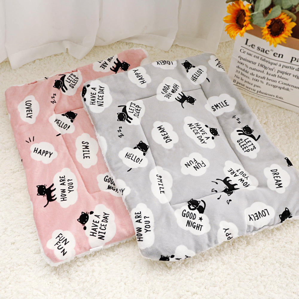 Warm Dog Pet Mat Soft Thickening Print Autumn And