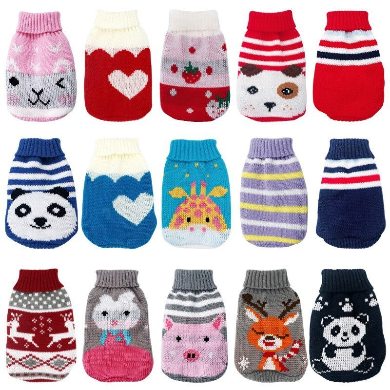 Winter Cartoon Cat Clothes Warm Christmas Cat